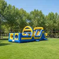 Parcours d'obstacles gonflable géant, château gonflable commercial combiné avec zone de saut pour enfants