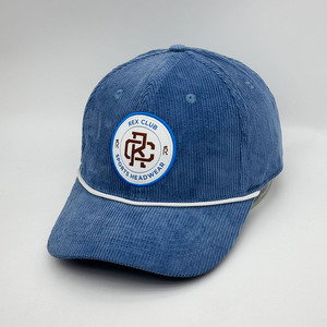 Tùy chỉnh màu xanh vải to sợi 6 Bảng điều chỉnh dây Mũ bóng chày cổ điển Snapback mũ dây đeo trở lại CHA mũ đồng bằng vải to sợi dây mũ với vá Logo - Product Image 1