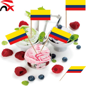 Ventas directas <span class=keywords><strong>de</strong></span> fábrica Bandera <span class=keywords><strong>de</strong></span> papel <span class=keywords><strong>de</strong></span> Colombia Pequeños mini palillos <span class=keywords><strong>de</strong></span> bandera colombiana para aperitivos <span class=keywords><strong>de</strong></span> fiesta Cupcakes - Product Image 3