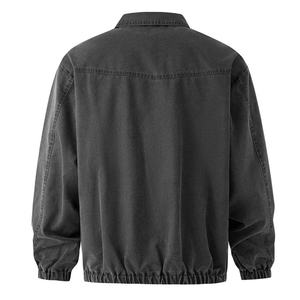 Men's <b>Zip</b>-<b>Up</b> <b>Jacket</b>, Casual Oversized Trucker <b>Jacket</b> with Collar Ribbed Cuffs, Durable Daily Outerwear for Autumn Street Style - Product Image 3