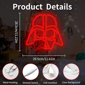 Letrero de Neón con Máscara Alienígena, Letrero LED con Casco Ajustable, Luz de Neón para Videojuegos, para Dormitorio o Sala de Juegos - Product Image 2