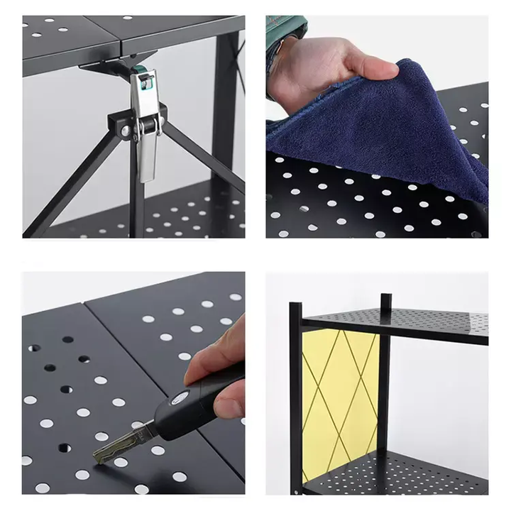 5 Layer Metal Removable Folding Power Rack Collapsible Stackable Home ...