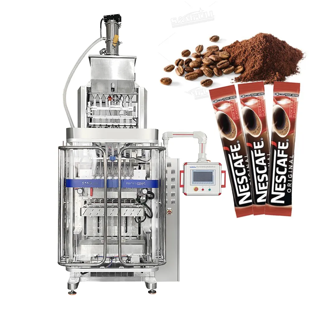 Machine d'emballage automatique 3 en 1, sachet instantané de café mélangé en poudre, machine d'emballage de bâton de sucre de sel cosmétique