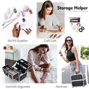 Professional <b>Makeup</b> Train Case Travel <b>Makeup</b> <b>Box</b> Organizer Portable Cosmetic <b>Box</b> Cosmetic Storage Nail Organizer Suitcase - Product Image 6