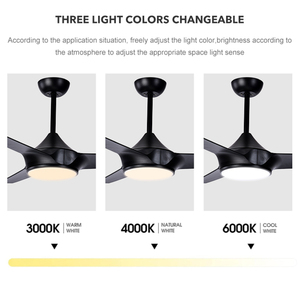 Ventilateur de plafond moderne de 52 pouces avec télécommande, éclairage simple, lumière LED décorative pour la maison, ventilateur avec télécommande F3541-52 - Product Image 3