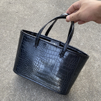 Sac seau pour femme en similicuir brillant motif crocodile, sac à main fourre-tout léger et décontracté, sac à bandoulière
