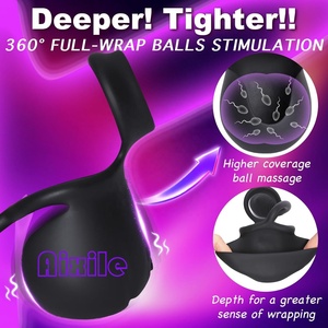 Anello Vibrante per Pene con Palline Massaggiatore Prostatico Giocattoli Sessuali Maschili 3 in 1 Anello Vibrante per Pene con Modalità Rotolamento delle Palline 9 Vibrazioni - Product Image 3
