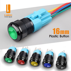 LANBOO <span class=keywords><strong>16SA</strong></span> Interrupteur à bouton en plastique avec trou de montage de 16mm Configuration 1NO1NC Bouton entièrement éclairé et tension de LED 9-24V - Product Image 4
