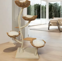 Luxueux grand grand arbre à chat tour à gratter en bois tour lit hamac grande taille chats parfait jouet escalade arbre à chat panier