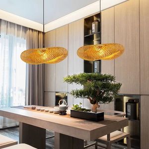 Nouveau Restaurant chinois lustre en bambou lumière <span class=keywords><strong>Zen</strong></span> pour la restauration salon de thé marmite Nongjiale Bar Hall lampe d'art en bambou de taille moyenne - Product Image 4