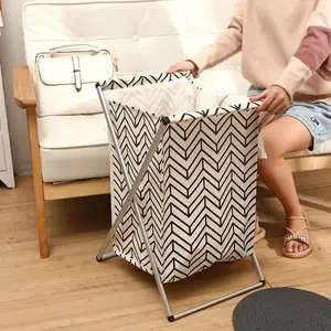 Wasserdicht leinwand Aluminum X-Frame Large Folding Washing Clothes Container wäsche korb faltbare