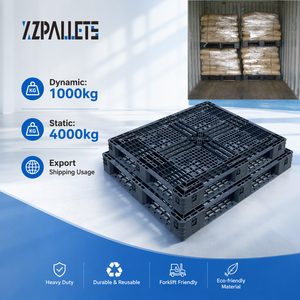 Paleta <span class=keywords><strong>de</strong></span> Plástico para Envío y Carga, Capacidad 1000 kg, 1200x1000x150 mm, Precio Económico, Paleta Negra Reciclada - Product Image 1