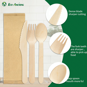 Ensemble de couverts en bois dégradables écologiques ustensile <span class=keywords><strong>cuillère</strong></span> jetable <span class=keywords><strong>fourchette</strong></span> <span class=keywords><strong>couteau</strong></span> pour le camping fourni par le fournisseur Bast - Product Image 2