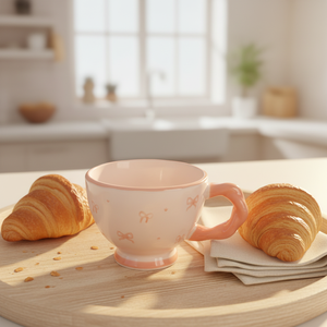 <span class=keywords><strong>Tasse</strong></span> en céramique Hengfei avec poignée nœud papillon mignonne, motif dessin animé blanc et rouge, design classique, origine Fujian, <span class=keywords><strong>tasse</strong></span> à café pour <span class=keywords><strong>femme</strong></span>, Saint-Valentin - Product Image 4