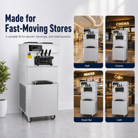 Nouvelle machine à crème glacée molle commerciale 48-50L/H haute capacité 3 saveurs pré-refroidissement qualité industrielle écologique