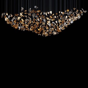 Customizable Modern Design Shopping Mall Handmade Glass Leaf Chandelier Large Ceiling Installation in the Living Room - Product Image 4