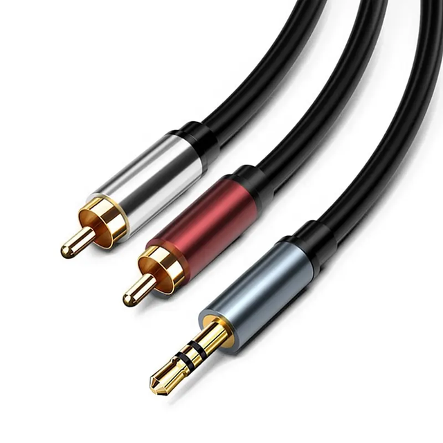 5FT Aux to RCA Audio Cable 24K Gold Plated Male to Male Stereo Aux Cord Left Right Y Splitter Adapter