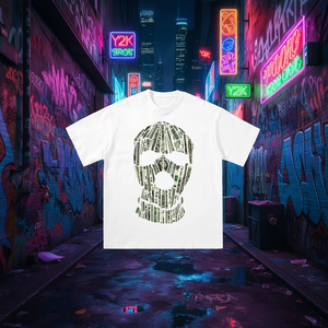 T-shirt Oversize Boxy da Uomo con Grafica Teschio e Denaro, Girocollo, Streetwear, 100% Cotone Jersey, Manica Corta, Stampa Frontale - Product Image 2