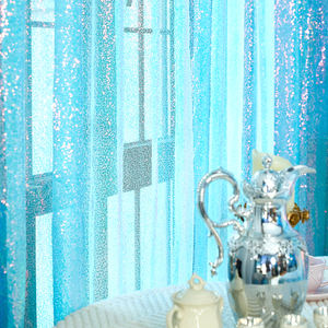 1 Rideau Transparent Bleu Glacé à Paillettes - Rideaux Scintillants de Luxe 100% Polyester Personnalisables à Passe-Tringle Moderne pour Fenêtres en Baie et Salons - Product Image 2