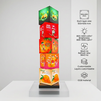 360 °   Écran LED rotatif 5 couches P1.9 en forme de cube, mur vidéo HD multi-faces pour colonne cinétique, centre commercial, magasin de détail