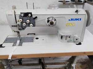 Nouveau Jukis LU-2860 deux aiguilles Unison alimentation marche pied semi-sec point noué Machine à coudre industrielle avec servomoteur de Table - Product Image 5