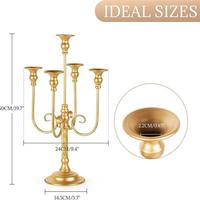 Candelabro de Hierro Forjado de Cinco Brazos, Estilo Europeo, Lujoso y Elegante, para Decoración Romántica de Hogar, Hotel o Boda