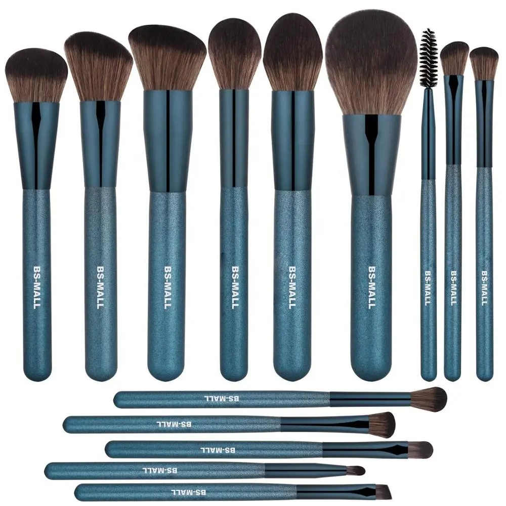 BS-MALL Wholesale Synthetic Makeup Brushes 14PCS Set Private Label Custom Logo Foundation Eyeshadow Makeup Blending Brushes Set