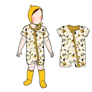 Pijamas de Algodón Tejido con Estampado Hawaiano Personalizables en Oferta, para Niñas, Talla Grande, Manga Corta, Mono de Una Pieza - Product Image 1