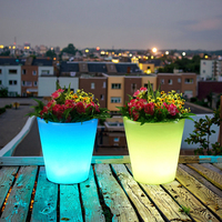 Prix de gros Lampes de jardin d'extérieur rechargeables à LED Lumineuses en forme de champignon en plastique Magiques RGB Lumineuses Pots de fleurs Jardinières