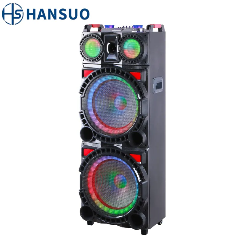 HANSUO Waterproof Outdoor Popular PRO Subwoofer 100W DJ Karaoke Wireless Trolley Party BOX Speaker HS-TD15A7
