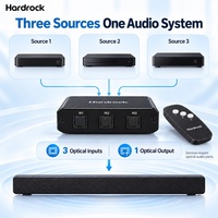 Hardrock 3 In 1 Out TOSLINK Optical Audio Switch untuk Pengaturan Gaming, Kontrol Jarak Jauh IR