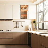 Meuble de rangement de cuisine en bois au design moderne avec panneau de porte en acrylique, crédence, glissière de tiroir, robinet d'évier et charnière - Meubles de Chine à vendre