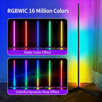 Lampe de sol d'angle LED intelligente WiFi 1,5 m avec application de contrôle RGB, lampe de sol LED debout pour salon, chambre à coucher, bureau, éclairage