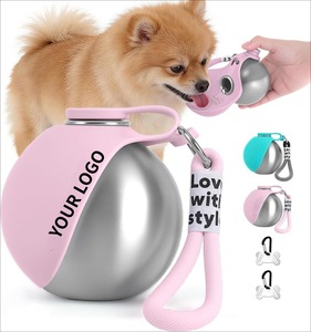 Bouteille d'eau portable 2 en 1 pour chien, anti-fuite et compacte - Bouteille en acier inoxydable et bol en silicone pour chiens - Product Image 1