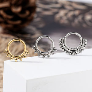 ASTM F136 titanio 16G incernierato segmento elica Conch Zirconia Hoop anello <span class=keywords><strong>Septem</strong></span> Clicker gioielli per il corpo Piercing al naso gioielli - Product Image 5