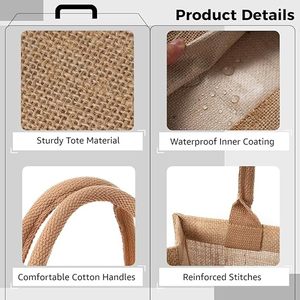 Custom Manufacturers Natural Grocery Shopping Hessian Bags Beach Handbags Jute Gunny Tote Bag Blank Burlap Tote Bag - Product Image 3