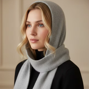 バラクラバ女性用カスタムファッショングレー秋暖かいバラクラバスタイリッシュなデイリーウェア - Product Image 1