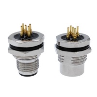Leaka M8 12 broches en laiton à angle droit M12 montage sur panneau prise PVC étanche IP67 connecteur adaptateur 4/5/8 broches pour métal d'alimentation