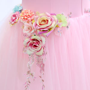 Vestido Tutú Romántico Rosa Floral para Mujer, Disfraz de Ballet de Tul Suave con Apliques de Flores para Actuación, Fitdance, Spandex/Nylon - Product Image 4