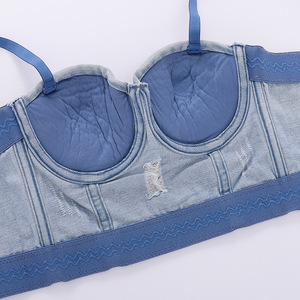 Top corset en <span class=keywords><strong>jean</strong></span> pour <span class=keywords><strong>femme</strong></span> avec strass, <span class=keywords><strong>bustier</strong></span> sexy push-up pour soirée, danse, tube en <span class=keywords><strong>jean</strong></span> bleu, bretelles spaghetti, soutien-gorge - Product Image 5