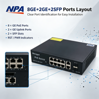 Switch PoE géré WEB 8 ports 1000 Mbps RJ45 avec 2 ports Uplink + 2 SFP avec QoS VLAN IEEE802.af/at Empilable pour caméra IP AP-3348GE