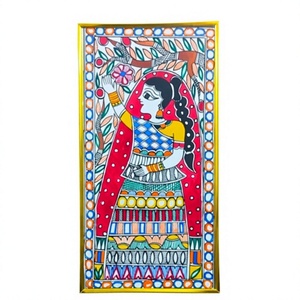 Pintura Metálica 3D Hecha a Mano de Mithila, Arte Folclórico Auténtico de Jharkand para Decoración del Hogar - Product Image 1