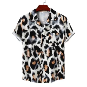 Chemise hawaïenne à imprimé léopard pour hommes, chemise de plage à manches courtes, à séchage rapide, pour vacances, Aloha Rock, collection été 2023