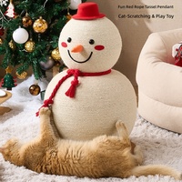 Griffoir pour chat en bois avec revêtement en jute naturel, durable, anti-chute, design de Noël, emballage en carton pour chats d'intérieur