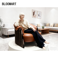 Fauteuil inclinable moderne et exclusif en cuir et tissu, fauteuil de salon