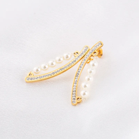 Collier Pendentif Femme Élégant et Glamour en Acier Inoxydable 304, Imitation Perle et Strass, Plaqué Or 18K, Vente en Gros