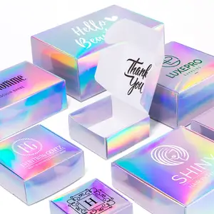 Holo graphic Shiny Paper Box Benutzer definiertes Logo Gedrucktes Logo Laser Color Corru gated Mailer Box für Geschenk verpackungen