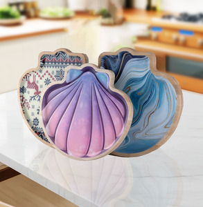 Nouveauté Assiette en bois de caoutchouc Fruits de l'océan Assiettes à dîner en bois massif Collations Desserts Plateaux de <span class=keywords><strong>service</strong></span> alimentaire - Product Image 6