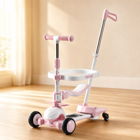 Trottinette pliable pour enfants avec poignée de poussée, trois roues en PU clignotantes ABEC-7 pour enfants de 1 à 10 ans, trottinette 4-en-1
