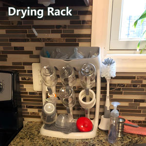 Moderno Estante de Almacenamiento Vertical Multifuncional de Doble Nivel, de Plástico Sostenible, para Escurrir <span class=keywords><strong>Biberones</strong></span> y Secar Utensilios - Product Image 4